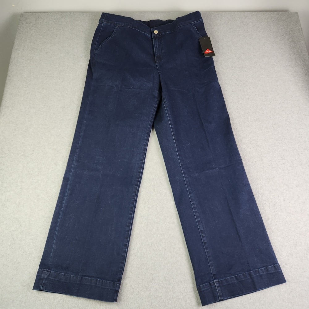 Denim & Co Signature Jeans Womens 16 Blue Denim High Rise Stretch Boho Wide Leg
